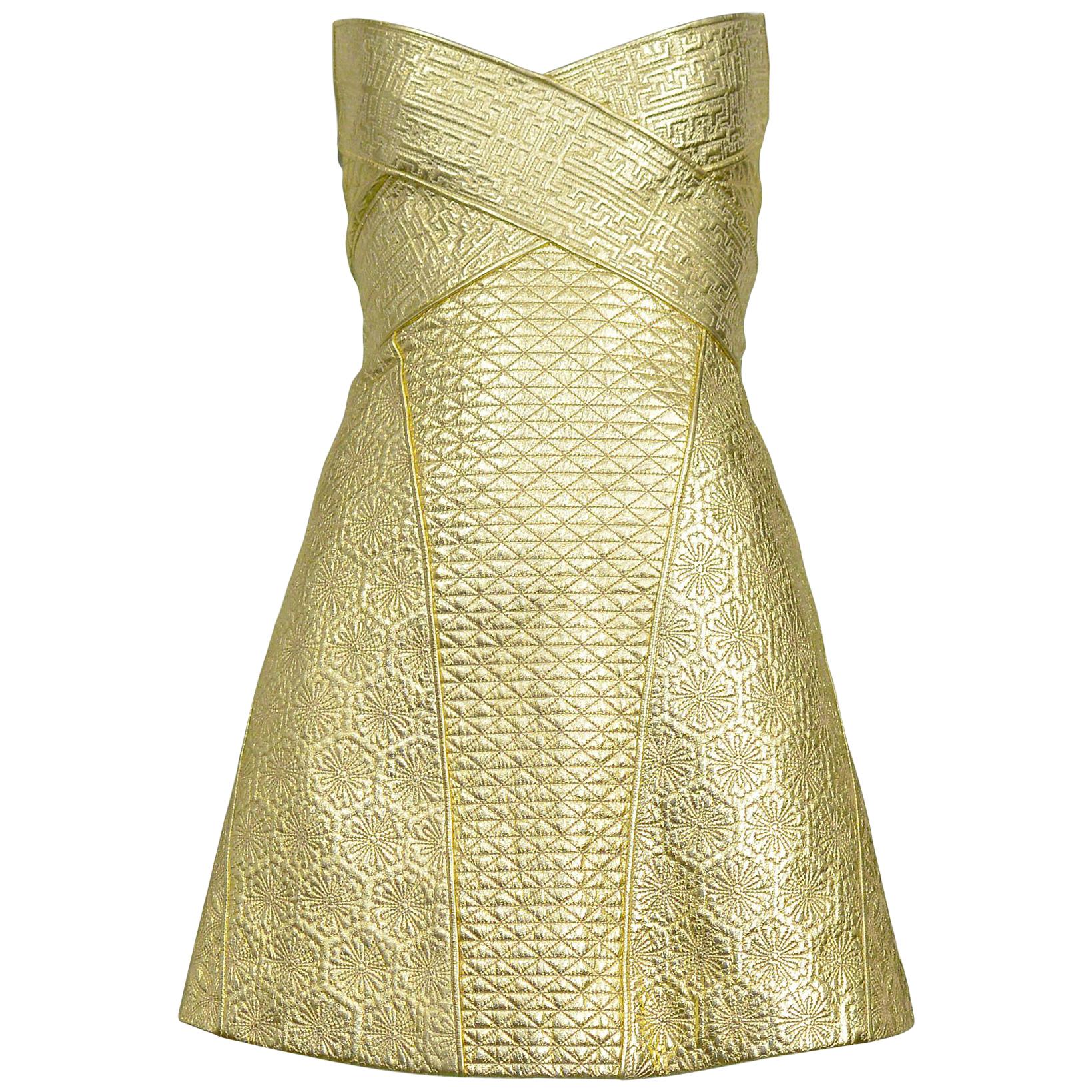 Vintage Alexander McQueen 2007 Gold Armor Mini Dress