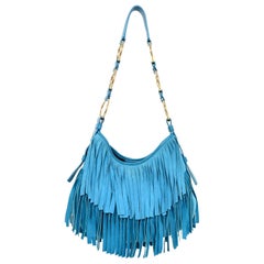 Yves Saint Laurent Aqua Suede & Leather Fringe Nadja Bag