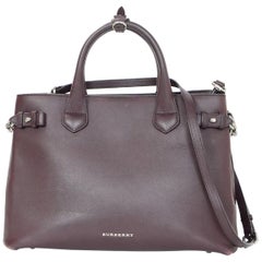 Burberry Brown Leather Banner Satchel Bag with Strap 