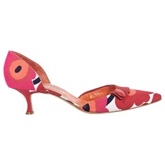 Manolo Blahnik Multicolor Floral D'Orsay Kitten Heels