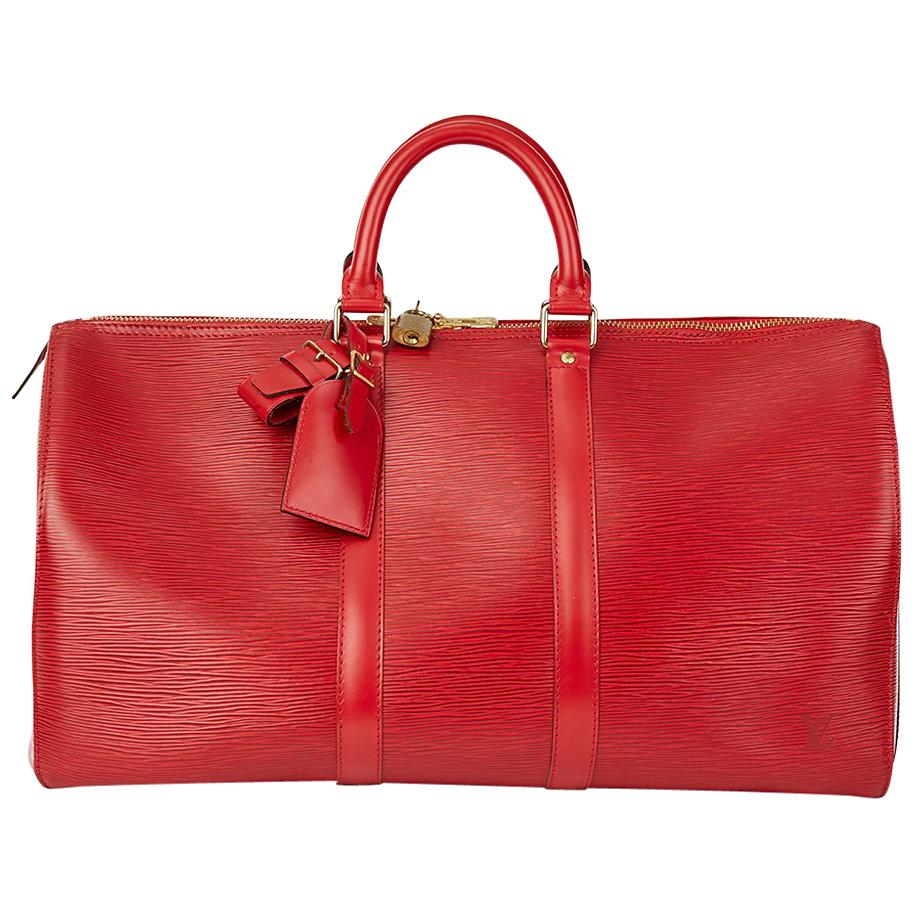 1994 Louis Vuitton Red Epi Leather Vintage Keepall 45