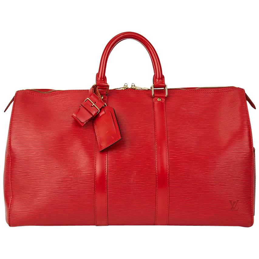 1995 Louis Vuitton Red Epi Leather Vintage Keepall 45
