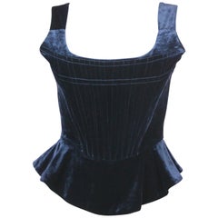 Vintage Vivienne Westwood Navy Blue Velvet Corset from Red Label, AW15, Size US 4