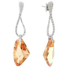 Silver Rhodium Palladium Plating Champagne Stud Earrings