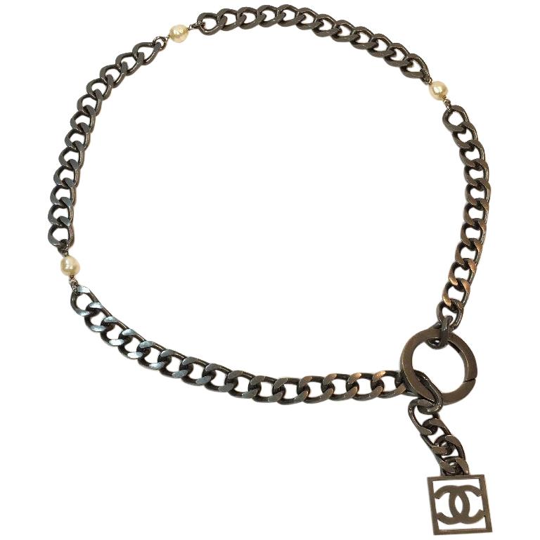 CHANEL Belt in Large Matte Ruthenium Metal Chain