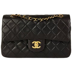 1994 Chanel Black Quilted Lambskin Vintage Small Classic Double Flap Bag