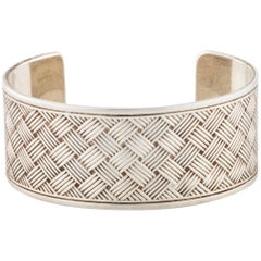 Retro Tiffany & Co. Sterling Silver Textured Evening Wide Cuff Bracelet 