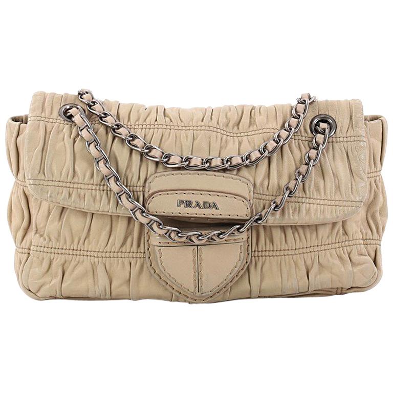 Prada Gaufre Chain Flap Shoulder Bag Nappa Leather Small at 1stDibs
