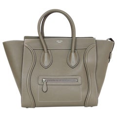 Celine Souris Grey Drummed Calfskin Leather Mini Luggage Tote Bag