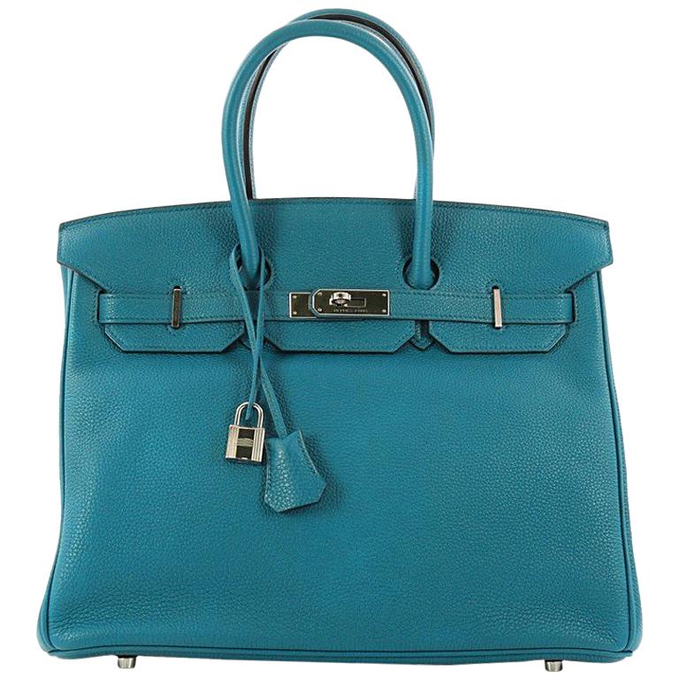 Hermes Birkin Handbag Cobalt Blue Togo with Palladium Hardware 35 For ...