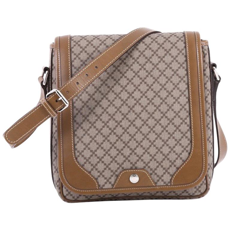 Gucci Snap Flap Messenger Bag Diamante Coated Canvas Medium