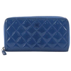 Chanel Zip Around Wallet Quilted Patent Long
