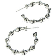 Sterling Silver Bamboo Hoop Earrings