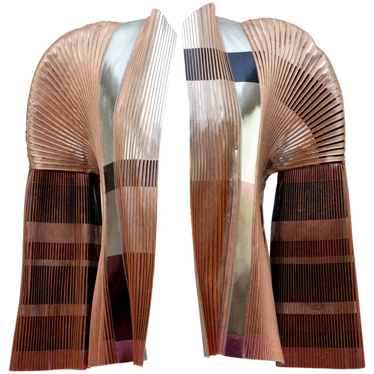 Balenciaga By Nicolas Ghesquiere Tissue-Fine Metallic Pleated Jacket ...
