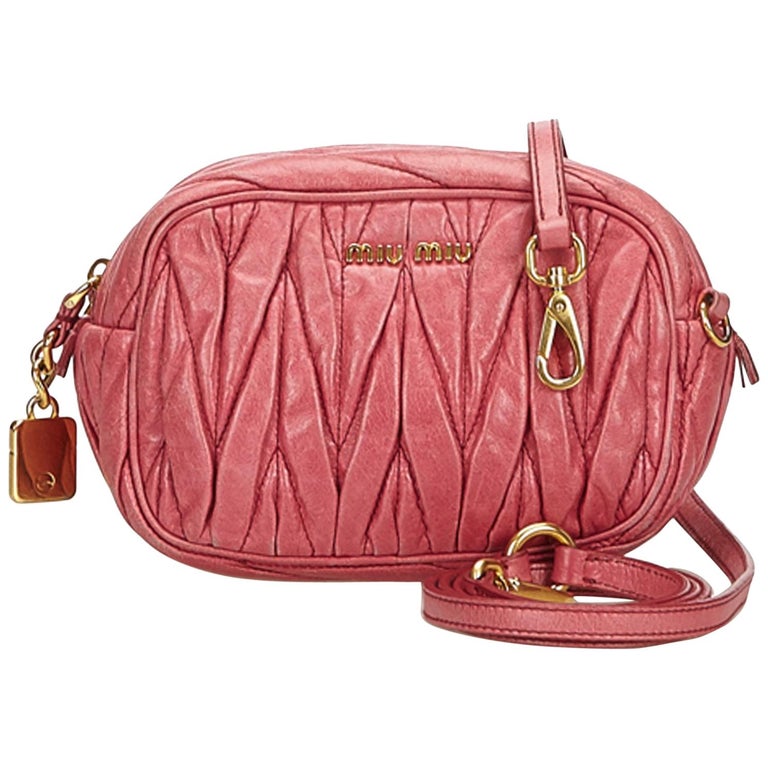 Miu Miu Pink Gathered Leather Crossbody Bag For Sale at 1stdibs