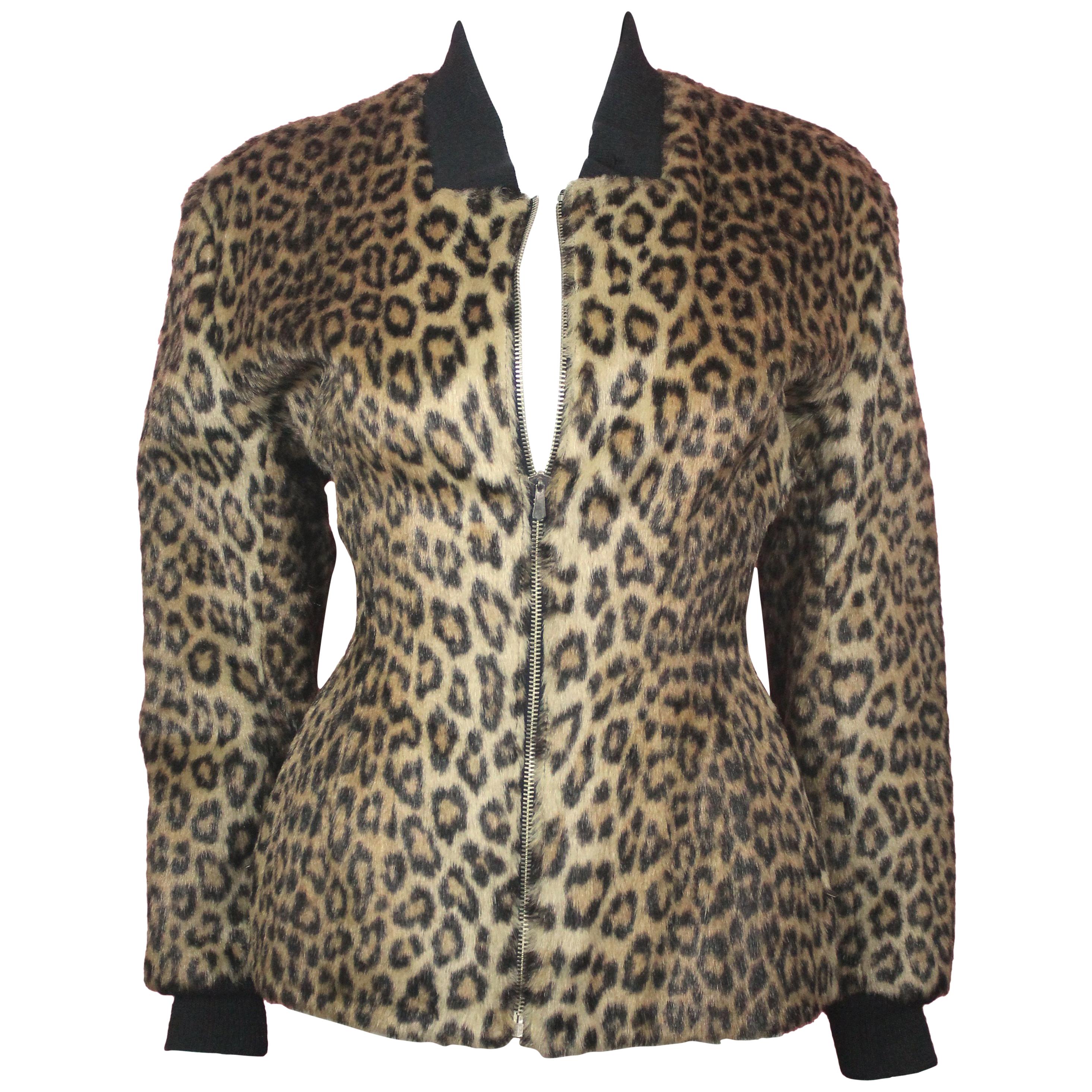 Jean Paul Gauliter Faux Leopard Fur Jacket, c. 1990's, US Size 4