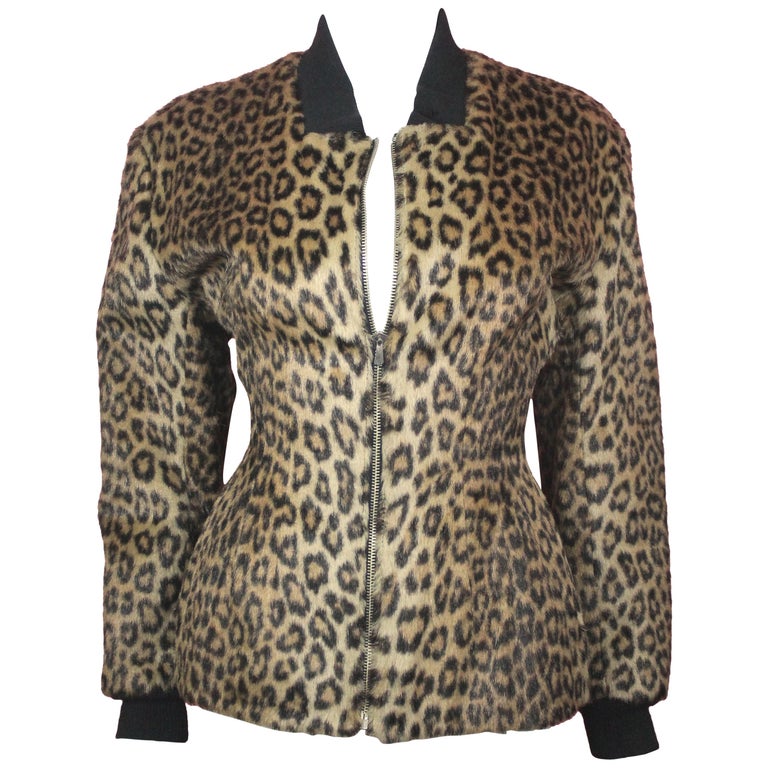 Jean Paul Gauliter Faux Leopard Fur Jacket, c. 1990's, US Size 4 at 1stDibs
