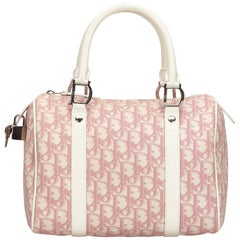 Dior Pink x White Jacquard Diorissimo Boston Bag