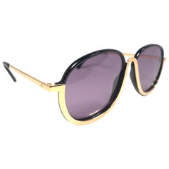 New Vintage Christian Lacroix Black Gold Accents 1980 France Sunglasses