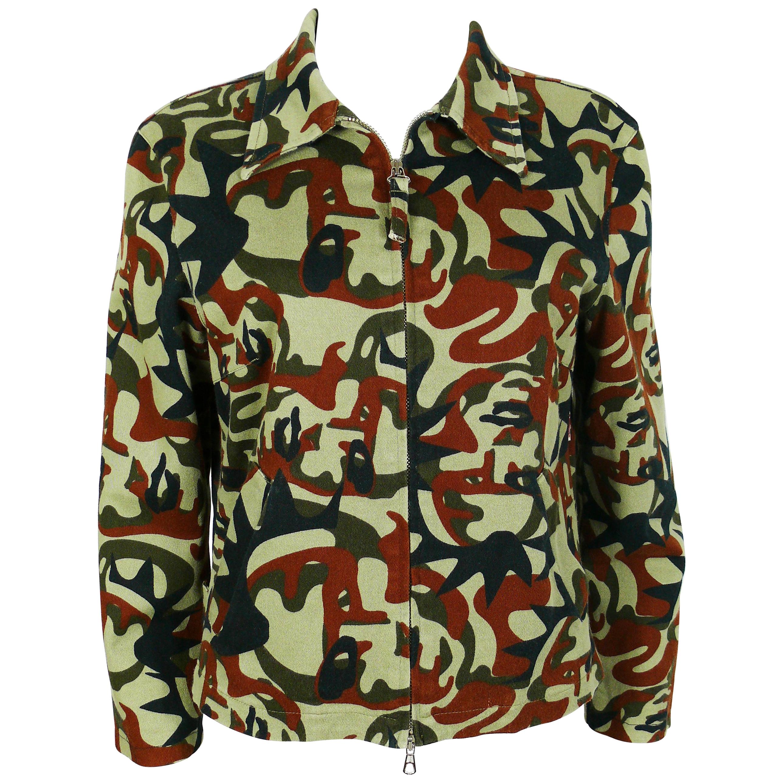 Jean Paul Gaultier Vintage Camouflage Faces Jacket US Size 10