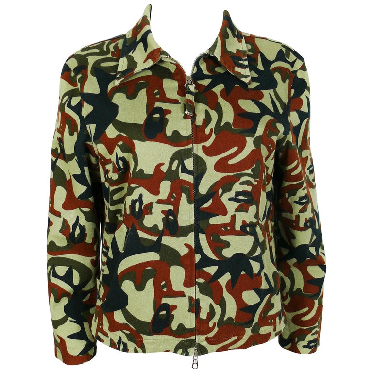 Jean Paul Gaultier Vintage Camouflage Faces Jacket US Size 10 at 1stDibs