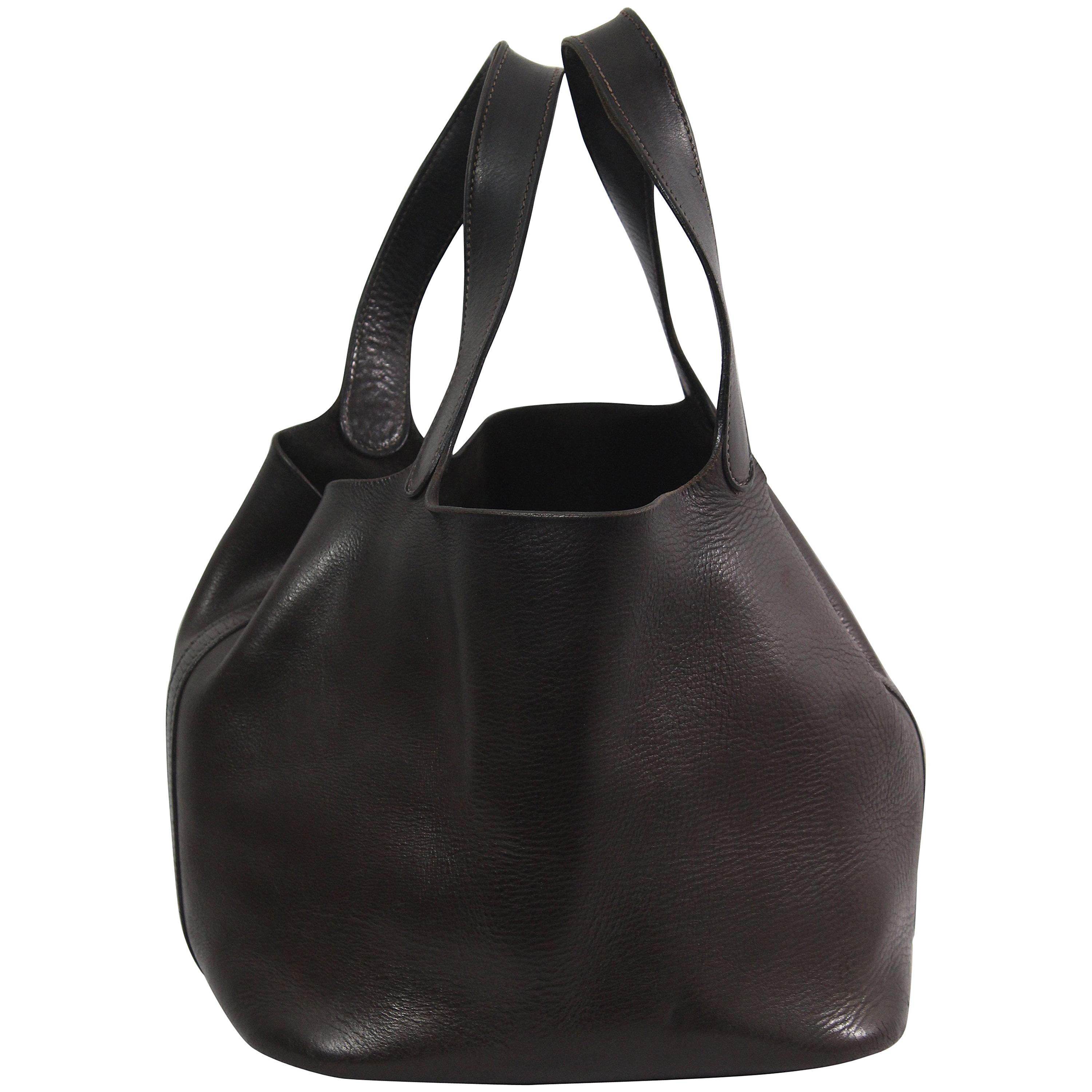 Vintage Hermes Dark Brown Picotin PM Bag  Leather  Bag