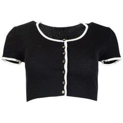Chanel Black & White Cropped Cardigan Sz FR40