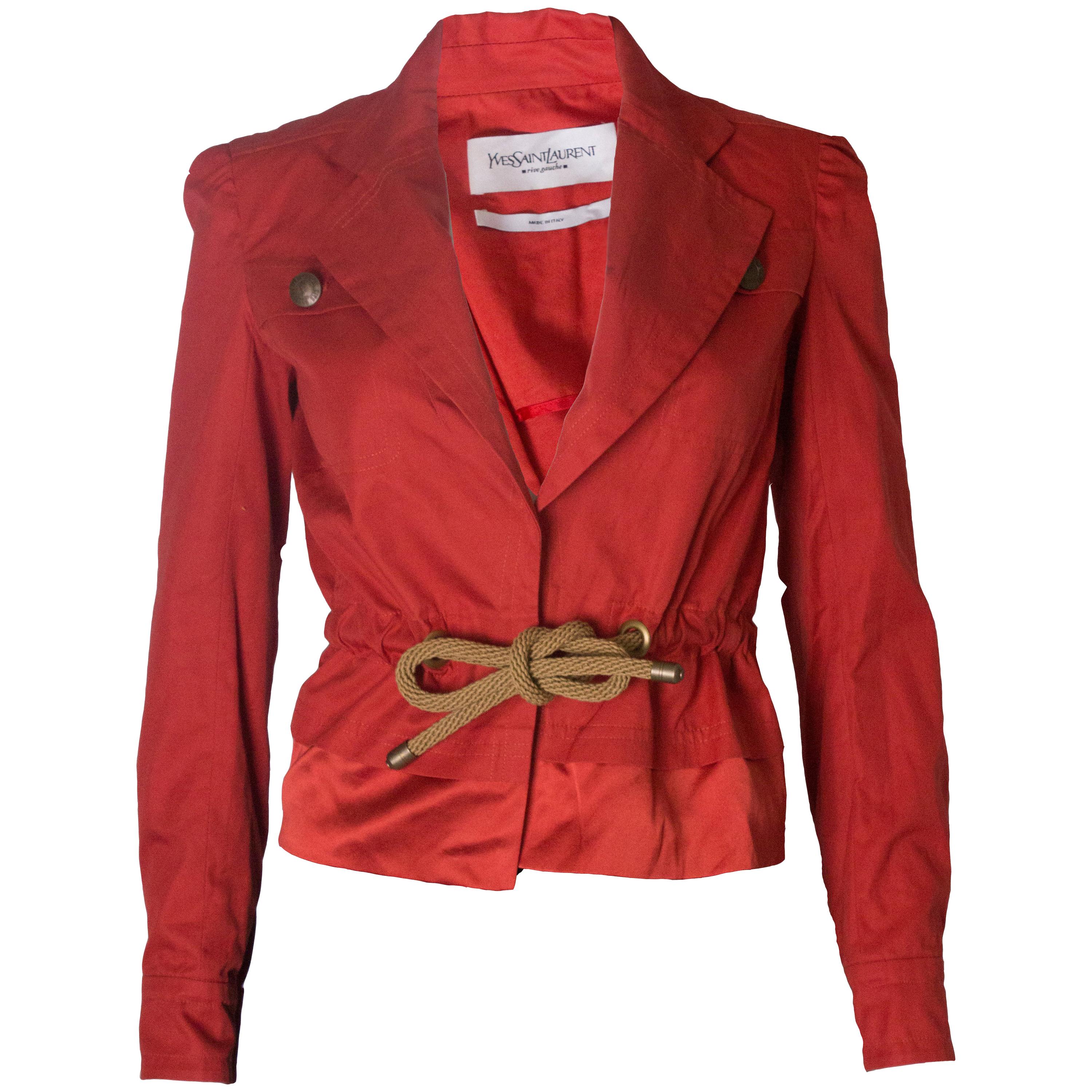 A Vintage 2000 red belted jacket by Yves Saint Laurent 