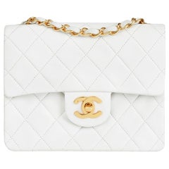 Chanel White Quilted Lambskin Vintage Mini Flap Bag, 1990s 