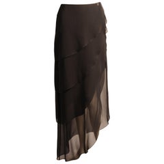 Gonna a ruota in chiffon di seta nera di Chanel con apertura laterale alta