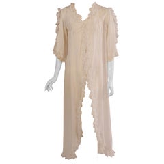 Lace Trimmed Dotted Swiss Peignoir or Robe