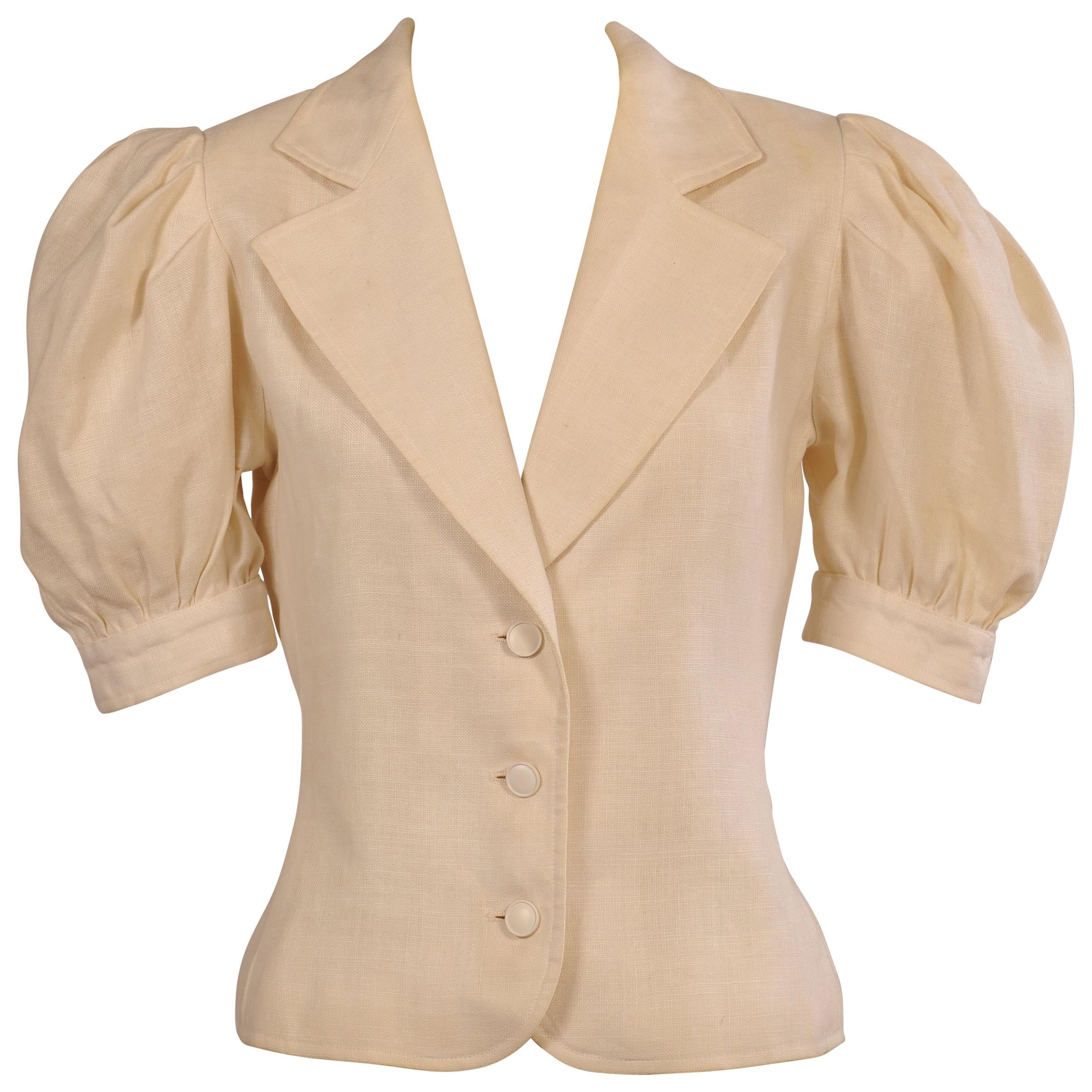 short sleeve linen blazer