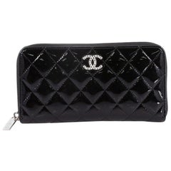 Chanel Brilliant Zip Around Wallet Quilted Patent Long