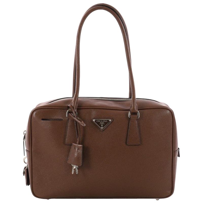 Prada Bauletto Handbag Saffiano Leather Medium