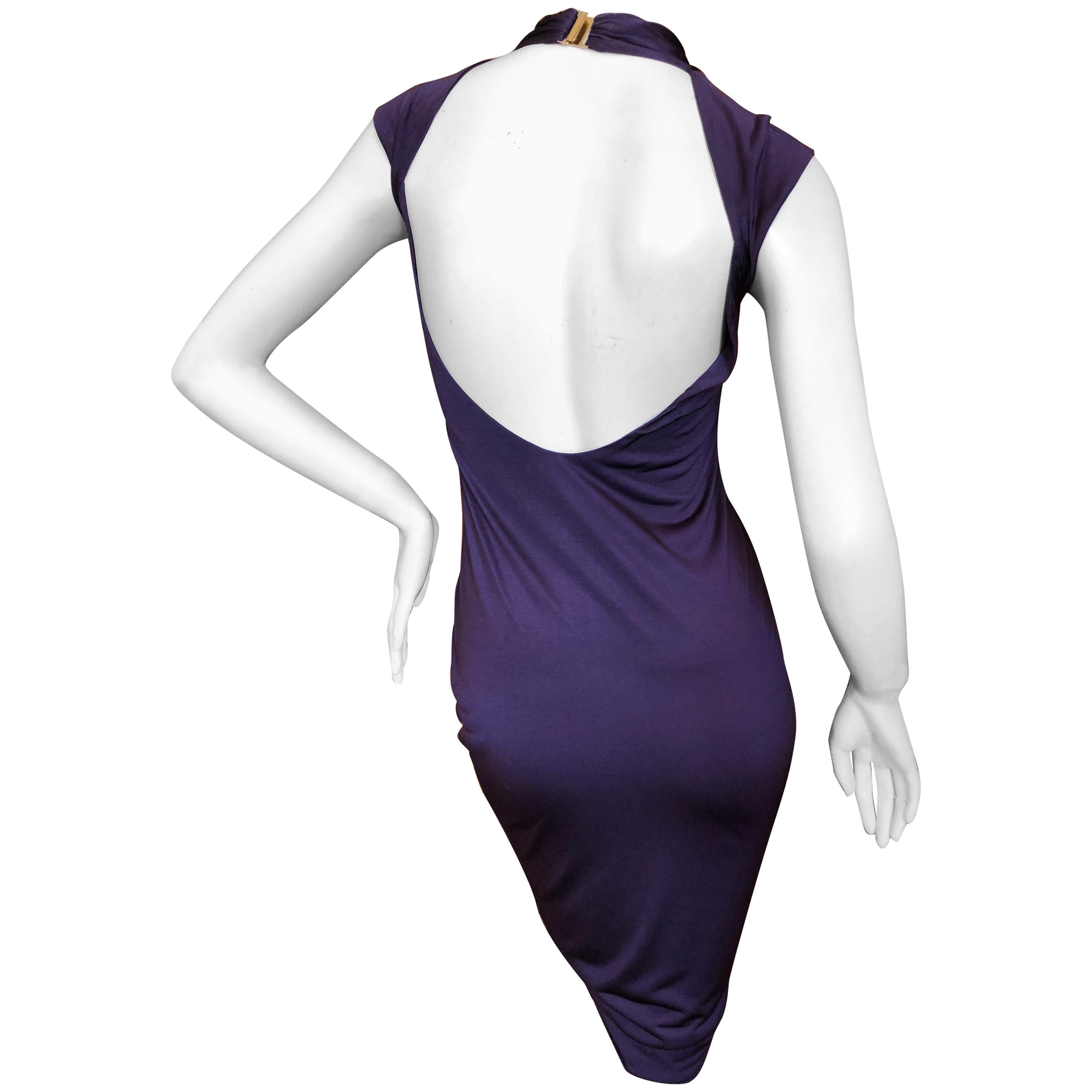 Gucci by Tom Ford Purple Backless Keyhole Dress For Sale