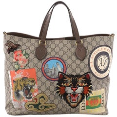 Gucci Convertible Courrier Soft Open Tote GG Coated Canvas with Applique Large