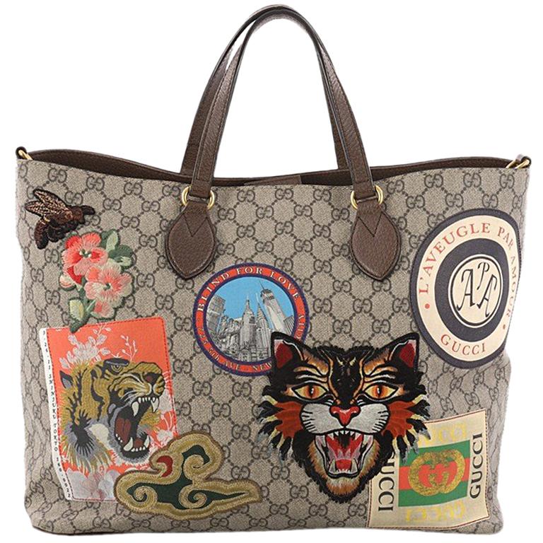 Gucci Convertible Courrier Soft Open Tote GG Coated Canvas with ...
