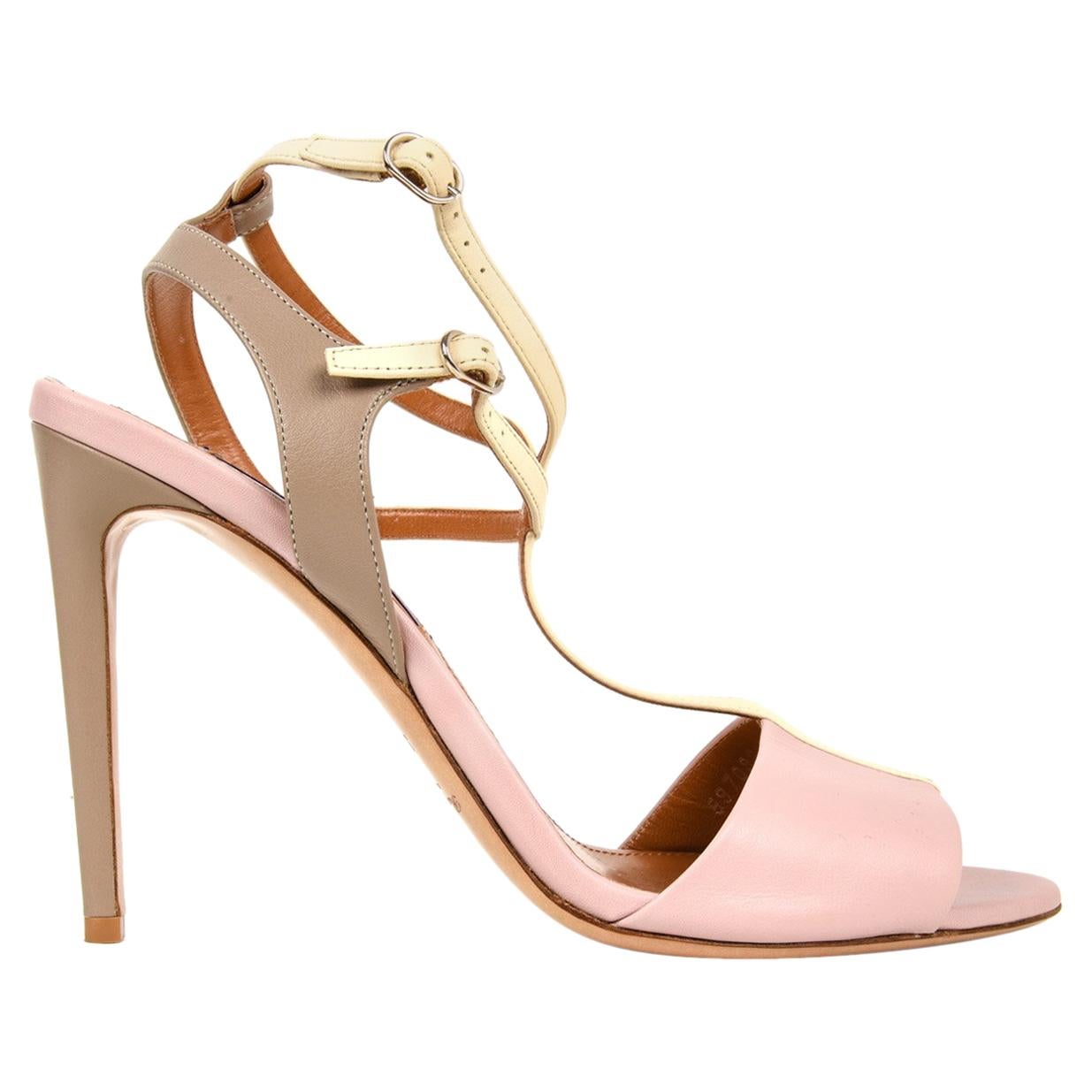 Ralph Lauren Shoe Tri Color High Heel T Strap Sandal Ankle Detail 39.5 / 9.5 