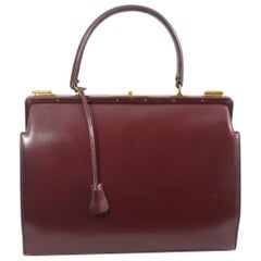 Hermes Vintage Burgundy Box Leather Doctor Bag