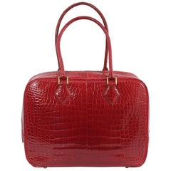 1998 Hermes Plume in Red Porosus Crocodile Leather. Excellent Condition