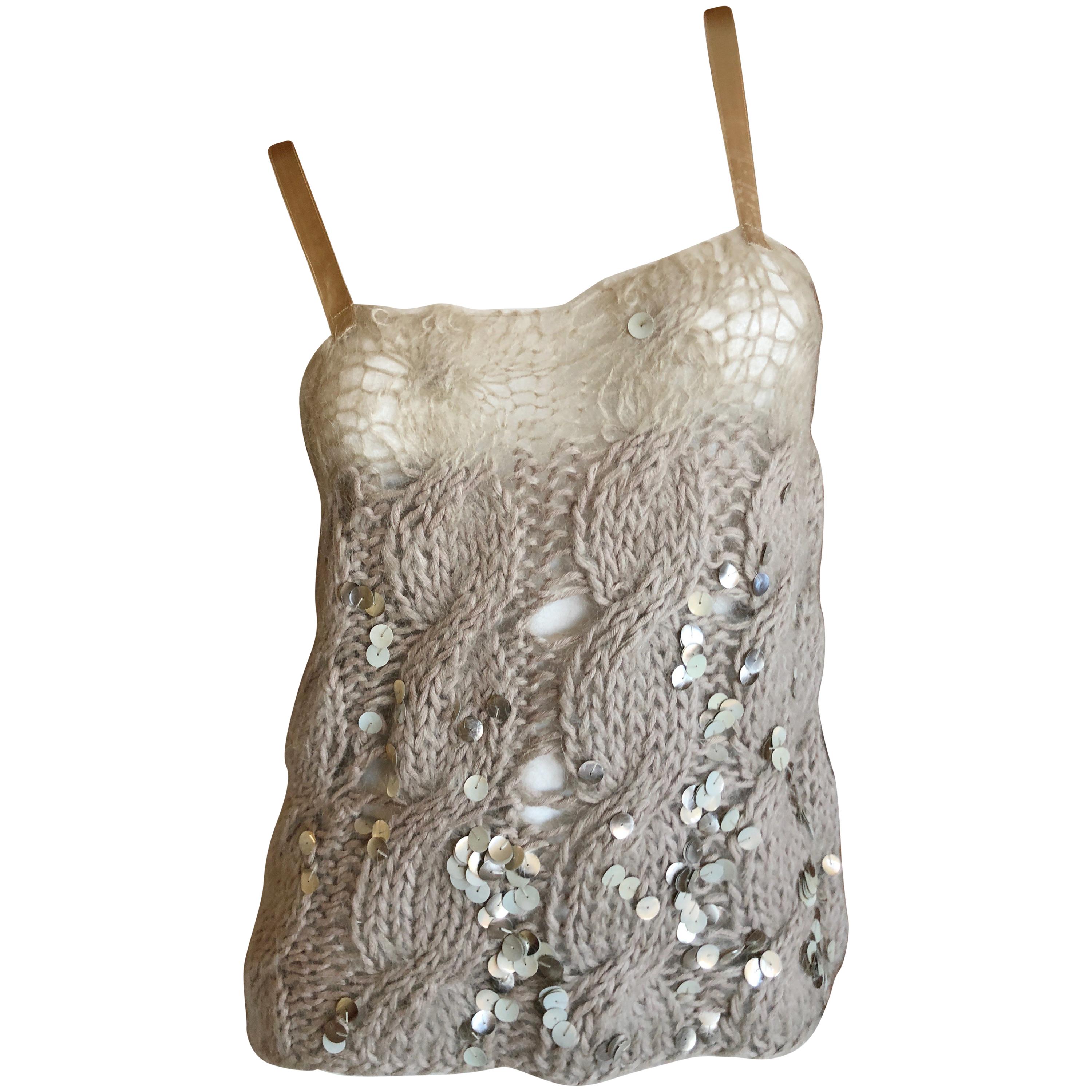 Josephus Thimester Loose Knit Cable Knit Camisole with Sequins