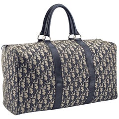 Retro Christian Dior Baggages Boston Duffel in Blue Monogram, 1960s 