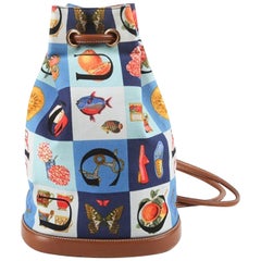 Gucci Color Block Printed Canvas Leather Sling Backpack Bag, 1980s