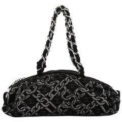 Chanel Zip Bowler Bag Chain Print Tweed Large