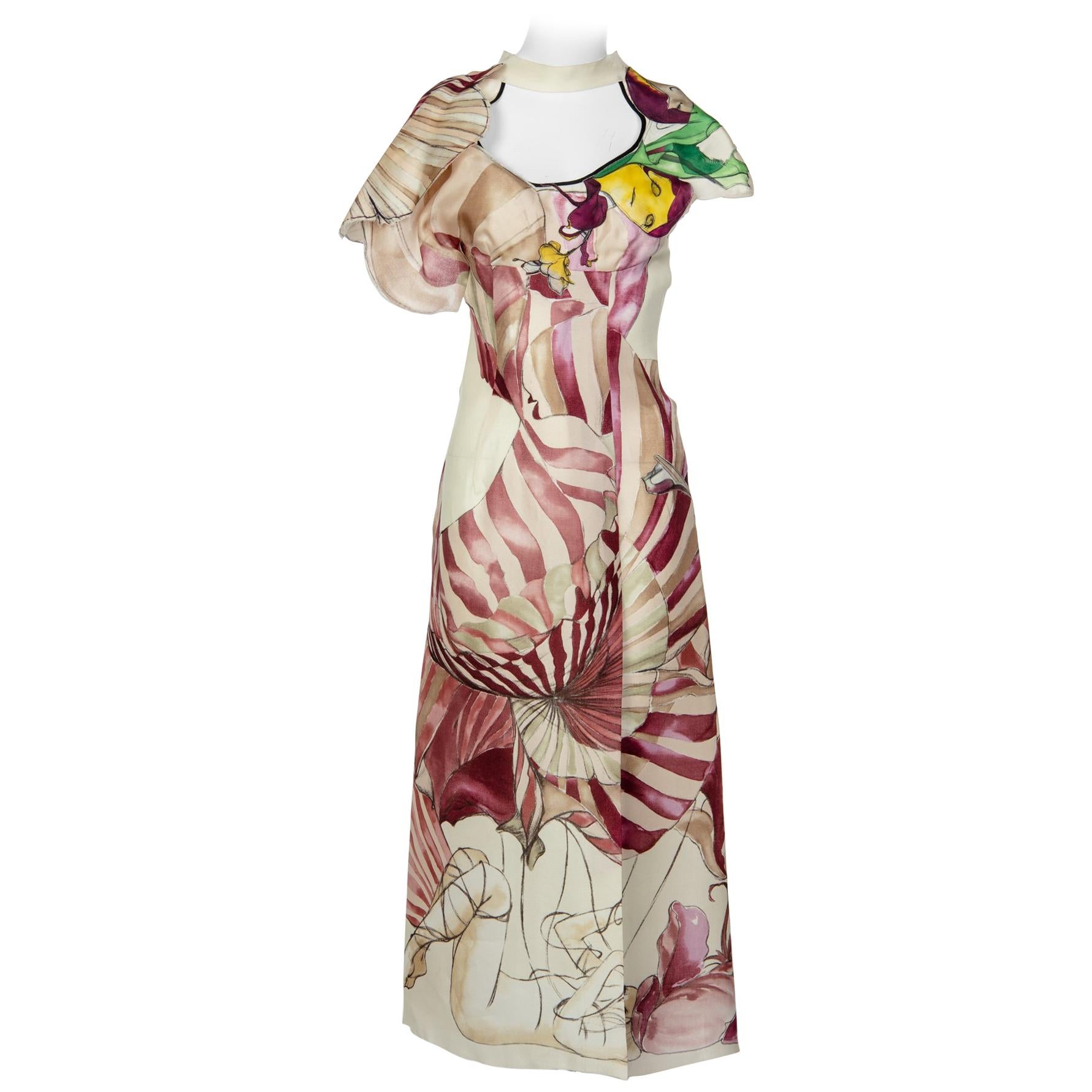2008 Prada James Jean Fairy Runway Ivory Silk Dress
