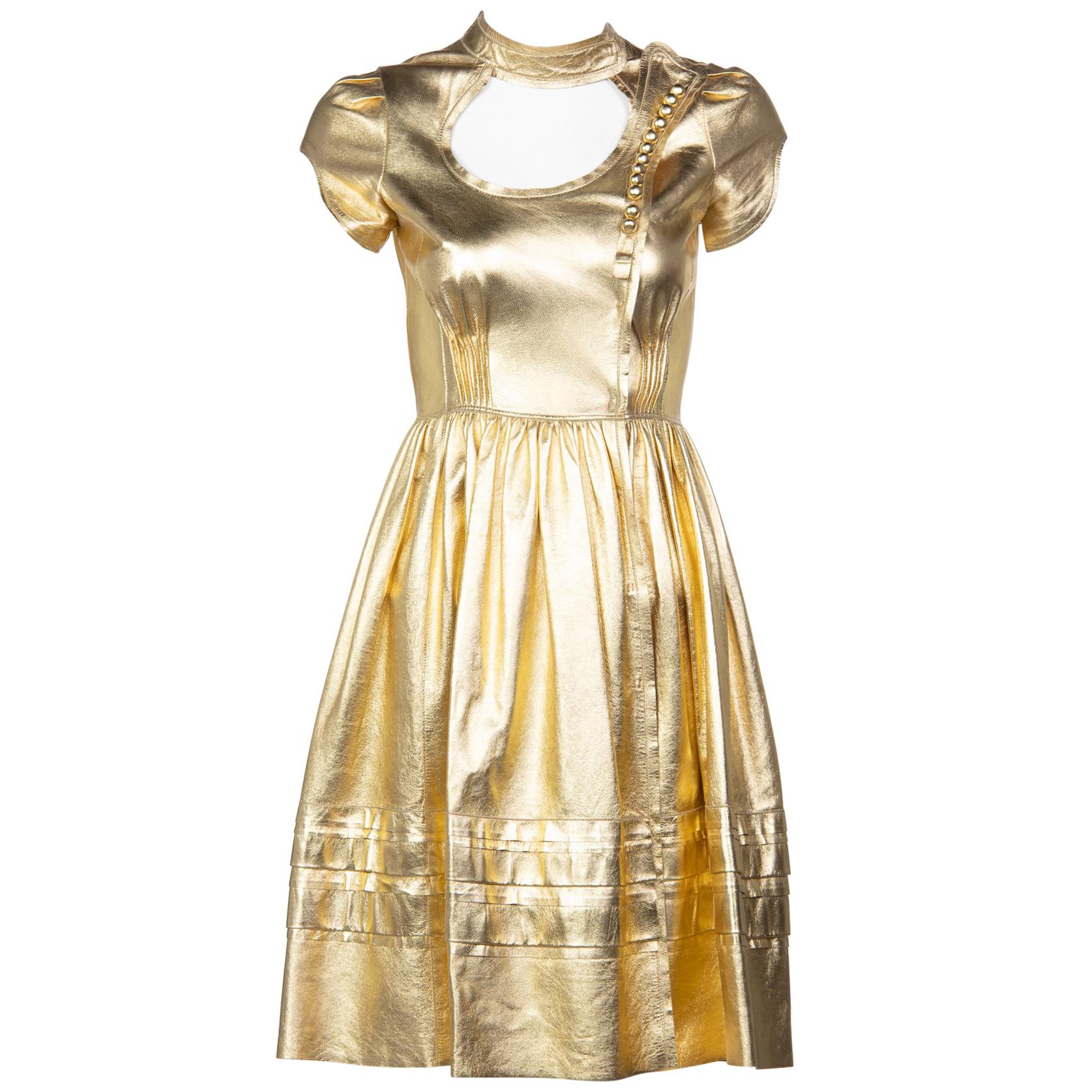 Prada Fairy Runway Gold Leather Dress, 2008 