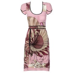 2008 Prada James Jean Fairy Collection Pink Print Silk Dress