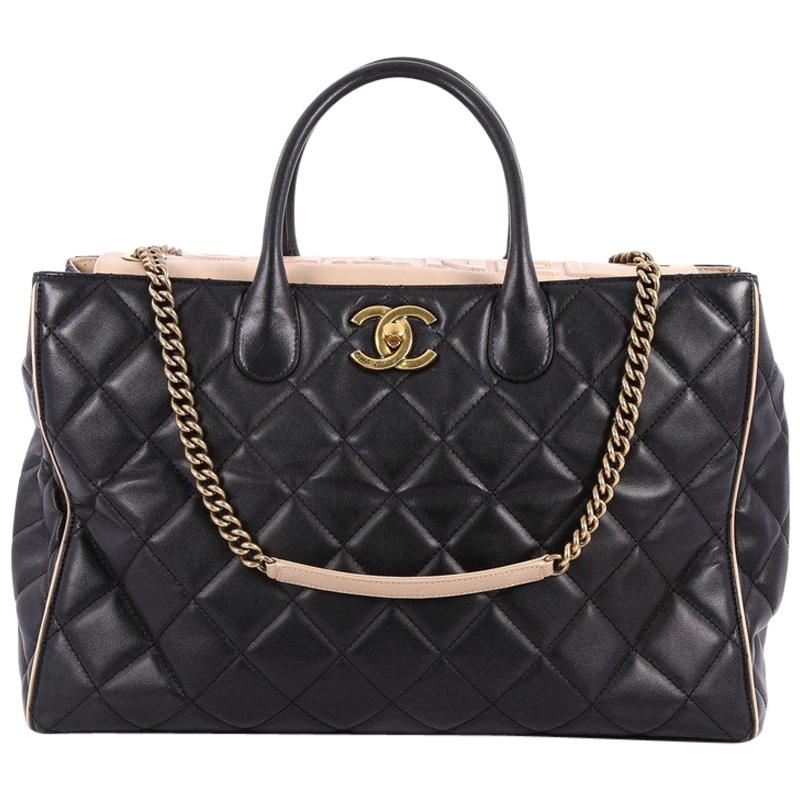 Chanel Portobello Logo Tote Quilted Lambskin Large