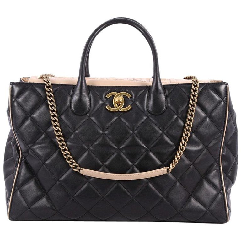 Chanel Portobello Logo Tote Quilted Lambskin Large at 1stDibs