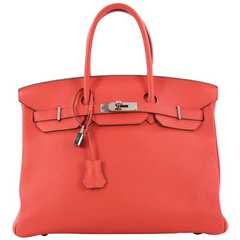 Hermes Birkin Handbag Bougainvillia Red Clemence with Palladium ...